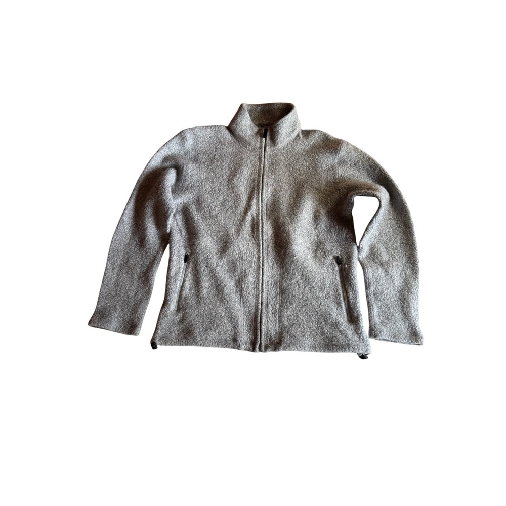 Ten Thousand Grey Sherpa Fleece Wool Blend Full Zip Jacket Mens Mock Neck Medium